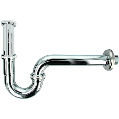 tecuro Röhrengeruchsverschluss Siphon 1 1/4 Zoll Ø 32mm, extra lang - Edelstahl verchromt