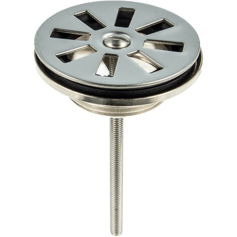 tecuro Universal Ablaufventil 1 1/4 Zoll x Ø 63 mm, Siebplatte Edelstahl poliert (1/5)
