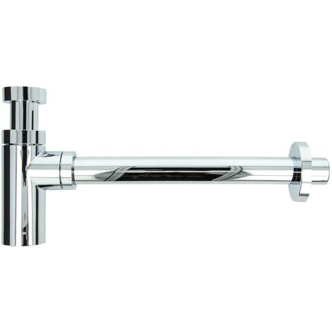 tecuro DESIGN Flaschensiphon Geruchsverschluss 1 1/4 Zoll x Ø 32 mm, Kunststoff verchromt - lange Ausführung