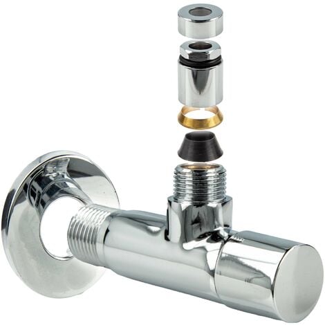 tecuro Design Eck-Ventil mit Verblendung,1/2 Zoll Wandanschluss, Messing verchromt