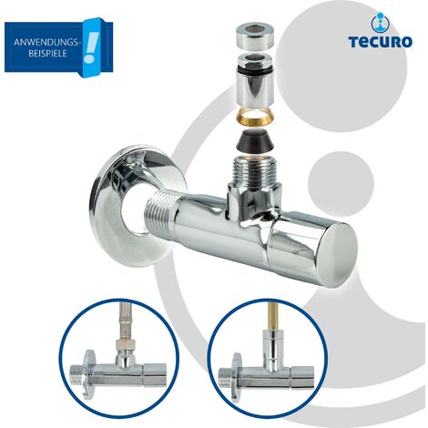 tecuro Design Eck-Ventil mit Verblendung,1/2 Zoll Wandanschluss, Messing verchromt