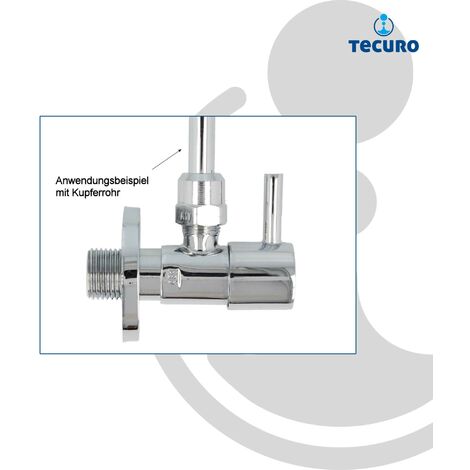 tecuro Design Eck-Ventil mit Quetschverschraubung,1/2 Zoll Wandanschluss, Messing verchromt