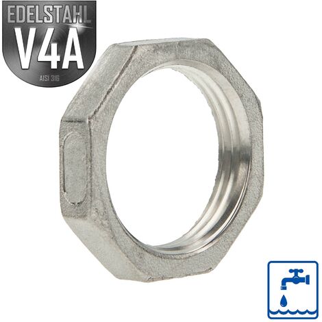 ES Gegenmutter kantig Edelstahl V4A (AISI 316), IG 1 Zoll - Typ 310