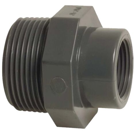 Profec Reduzierstück, PVC-U, 1 1/4 Zoll AG x 1 1/2 Zoll IG, 10 bar, grau (1/3)