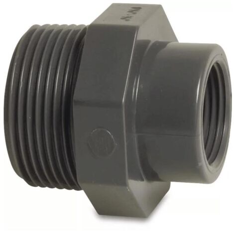 Profec Reduzierstück, PVC-U, 2 Zoll AG x 1 1/4 Zoll IG, 10 bar, grau