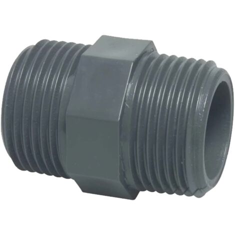 Profec Doppelnippel mit Achtkant, PVC-U,  2 Zoll AG, 10 bar, grau