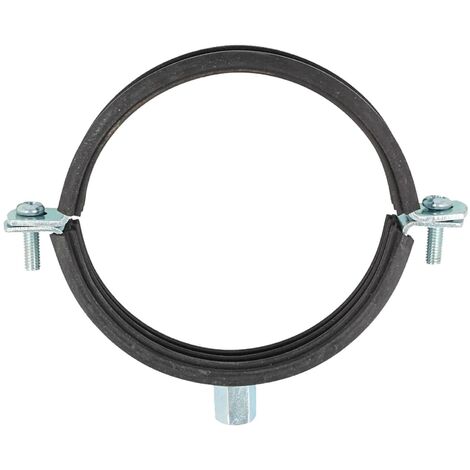 tecuro Schraub-Rohrschelle 108-114 mm, M10 Anschlussgewinde, verzinkt mit Schallschutzeinlage