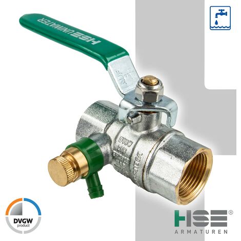 UNIWATER Trinkwasser-Kugelhahn mit Entllerung beids. Innengewinde 1 1/2 Zoll (DN 40), Typ 1497