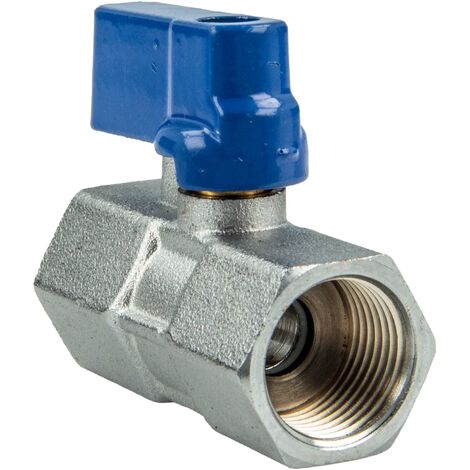 tecuro MINI Kugelhahn beidseitig Innengewinde Rp 3/8 Zoll (DN8), Messing vernickelt