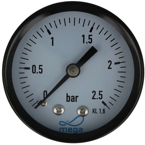 MEGA Druckmanometer 0 - 2,5 bar - 1/4 Zoll Anschluss nach hinten Axial Ø 50 mm