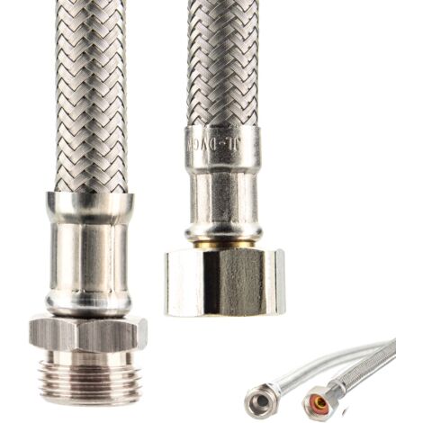 tecuro Sanitär Verbindungsschlauch 3/8 Überwurfmutter x 3/8 AG x 200 mm - KTW-A- DVGW