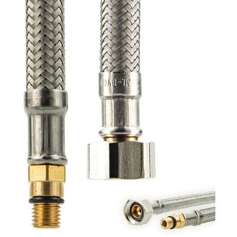 tecuro Sanitärarmaturen Anschlussschlauch M8x1 kurz - 3/8 ÜWM x 340 mm - KTW-A- DVGW