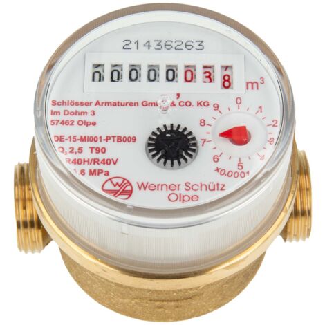 JS Einstrahlzähler ETW (Warmwasser) bis 90 Grad - Länge 80 mm, 3/4 Zoll AG - Q3=2,5 / R40 (1/5)