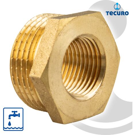 tecuro Reduzierstück Außengewinde G 1/2 x Innengewinde Rp 1/4 Zoll, MS-blank CW617N