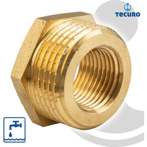 tecuro Reduzierstück Außengewinde G 1/2 x Innengewinde Rp 1/4 Zoll, MS-blank CW617N