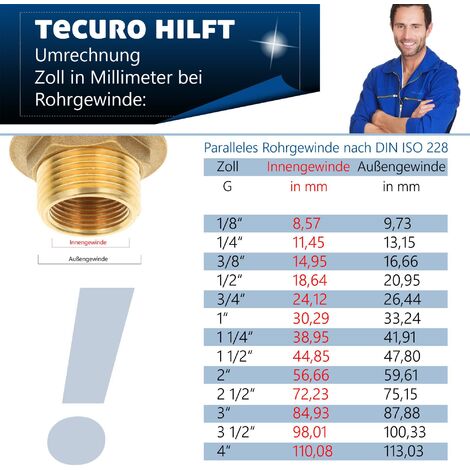 tecuro Gegenmutter mit Sechskant, Innengewinde Rp 1 Zoll, Messing blank CW617N