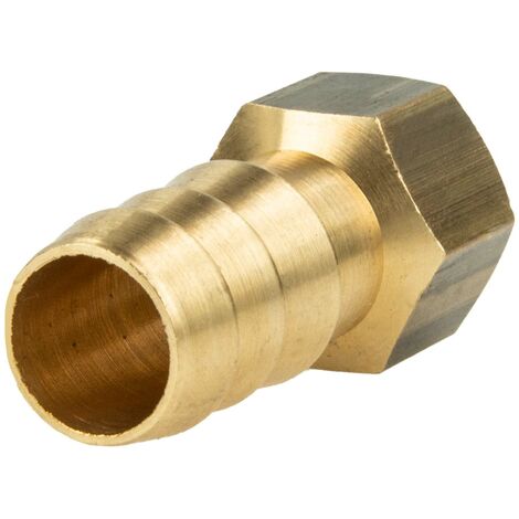 tecuro Sechskant-Schlauchtülle mit Innengewinde Rp 1/4 Zoll x Tülle Ø 13 mm - Messing blank