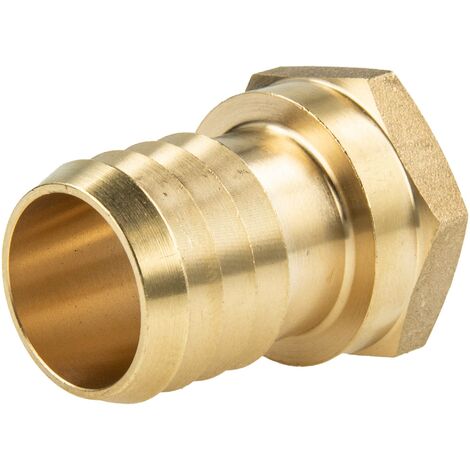 tecuro Sechskant-Schlauchtülle mit Innengewinde Rp 1 Zoll x Tülle Ø 25 mm - Messing blank