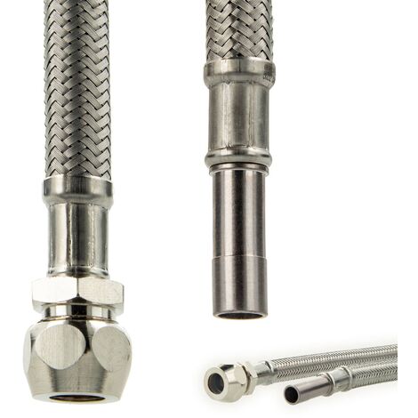 tecuro Sanitär Verbindungsschlauch 3/8 QV x Rohrstutzen Ø 10 mm x 300 mm - KTW-A- DVGW