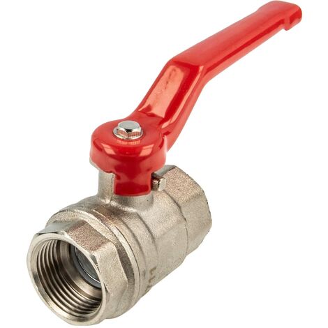 tecuro Kugelhahn, beidseitig Innengewinde Rp 1 1/2 Zoll (DN 40) Stahlhebel lang, Messing vernickelt