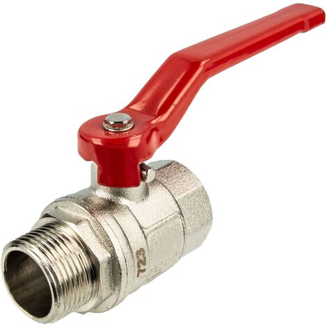 Tecuro Kugelhahn 1/4 Zoll MS-vernickelt - Innen- X Außengewinde Mit Stahlhebel