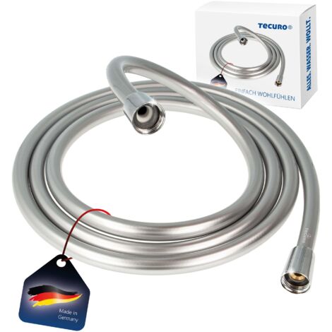 tecuro PREMIUM Brauseschlauch 2,00 m, verdrehsicher, silberglatt, KTW/DVGW