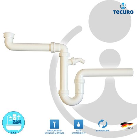 tecuro Raumschaffer Küchenablauf Spülen Siphon mit Wandanschluss Ø 40 mm