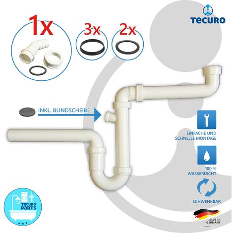 tecuro Raumschaffer Küchenablauf Spülen Siphon mit Wandanschluss Ø 40 mm