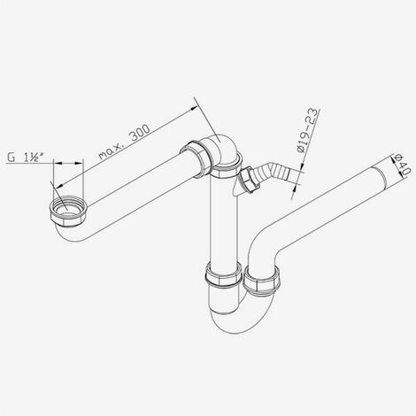 tecuro Raumschaffer Küchenablauf Spülen Siphon mit Wandanschluss Ø 40 mm