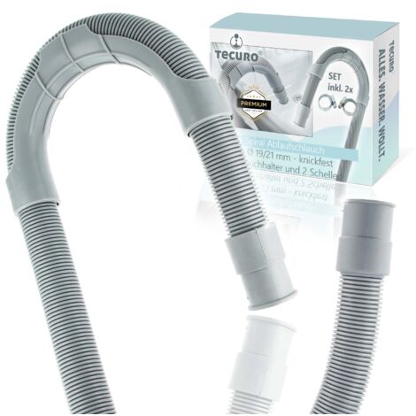 tecuro Spiral Ablaufschlauch 1,50 m x Ø 19/21 mm, knickfest, mit Schlauchhalter und Schellen