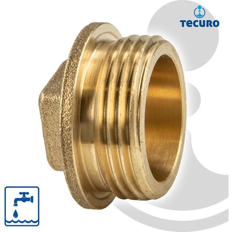 tecuro Stopfen mit Vierkant, Außengewinde G 3/8 Zoll, Messing blank CW617N