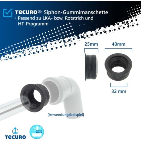 Gummimanschette für Abflussrohr Außen Ø 40 mm x Innen Ø 30 - 32 mm