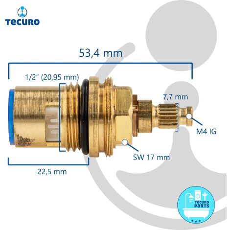 tecuro Keramik Oberteil Ventiloberteil 1/2 Zoll, 90°, rechtsschließend 