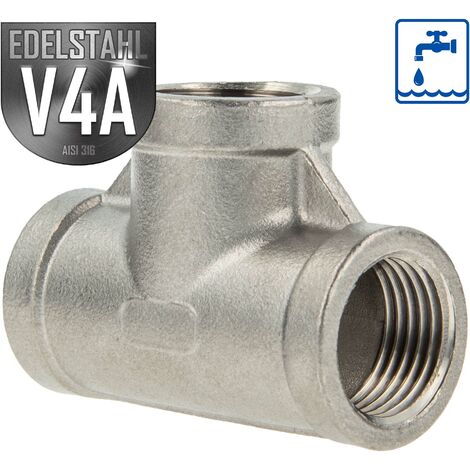 ES T-Stück 90° Edelstahl V4A (AISI 316), allseitig IG 1 1/4 Zoll - Typ 130