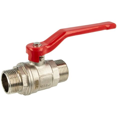 tecuro Kugelhahn, beidseitig Außengewinde G 3/8 Zoll (DN 10) Stahlhebel lang, Messing vernickelt