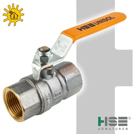 HSE UNISOL Solarkugelhahn Typ 1610, beids. Innengewinde Rp 1 1/4 Zoll (DN 32), Stahlhebel lang, MS-verchromt (1/5)