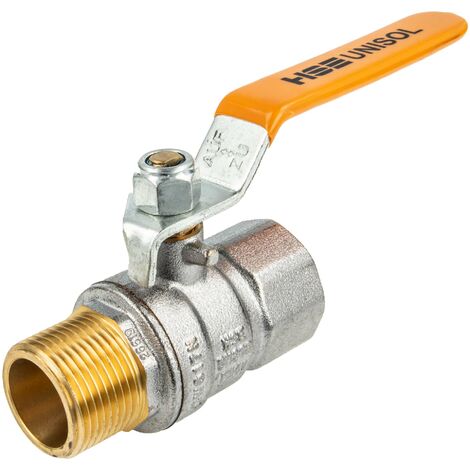 HSE UNISOL Solarkugelhahn Typ 1614, Innen- x Außengewinde Rp 1 1/4 Zoll (DN 32), Stahlhebel lang, MS-verchromt (1/5)
