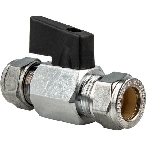 tecuro MINI Kugelhahn mit Klemmring für Kupferrohr Ø 12 mm - Messing vernickelt