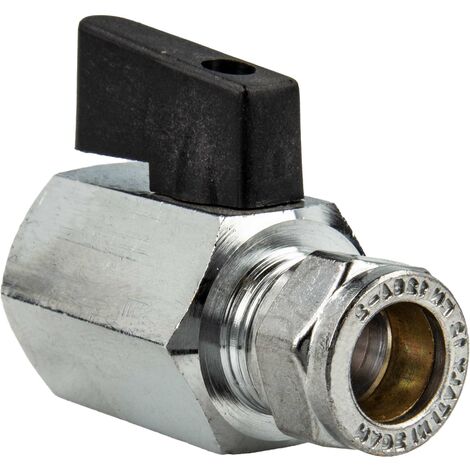 tecuro MINI Kugelhahn mit Klemmring für Kupferrohr Ø 15 mm x 1/2 Zoll IG - Messing vernickelt
