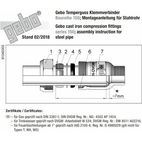 GEBO TG-Klemmverbinder, 90° Winkel DN 15 - Ø 21,3 mm x 21,3 mm (