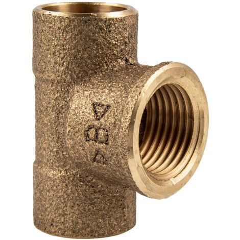 Rotguss-Lötfitting T-Stück 18 mm x 1/2 Zoll IG - Typ 4130G, DVGW (1/5)