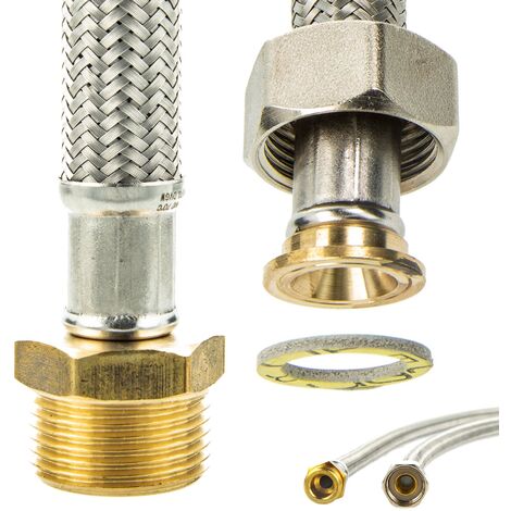 tecuro Edelstahl Verlängerungsschlauch 2,50 m x 3/4 Zoll DN 13 - für Wasch- und Spülmaschinen, DVGW