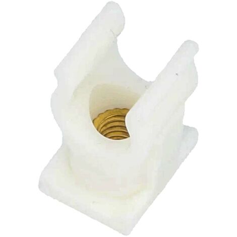 tecuro Rohrclip einfach - Ø 12 mm - Kunststoff weiß mit Messing-Gewindebuchse