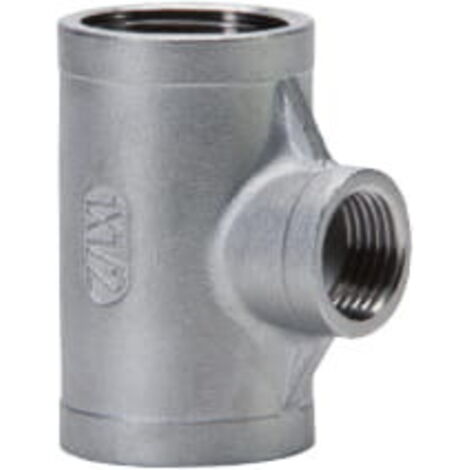 ES T-Stück 90° reduziert Edelstahl V4A, allseitig IG, Typ 130 1 x 1/2 x 1 Zoll