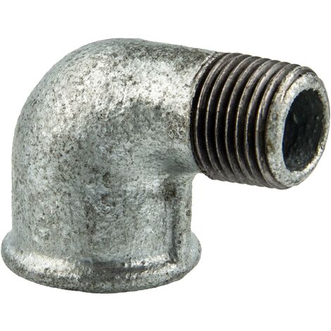 Temperguss-Gewindefitting verzinkt Winkel 90° reduziert, IG x AG 1 1/4 x 1 Zoll, Typ 92, DVGW