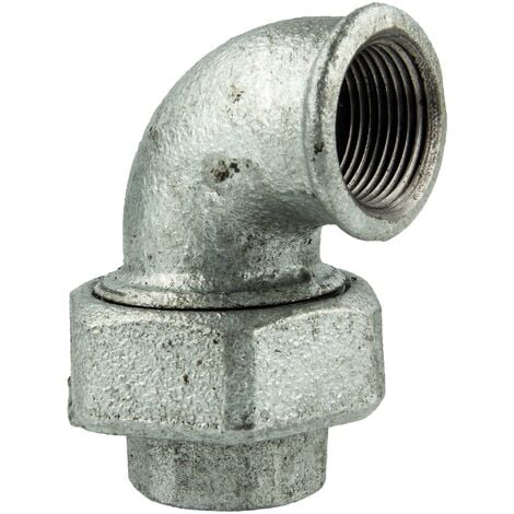 Winkelverschraubung Temperguss 1 1/2 Zoll - AG X IG Konisch Dichtend Verzinkt