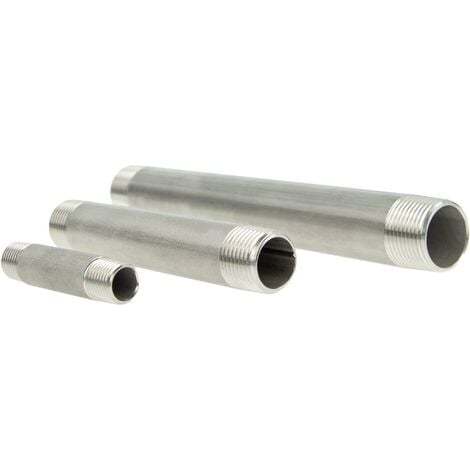 Tecuro Edelstahl Rohrdoppelnippel 1/4 Zoll X 150 Mm V4A - Für Trinkwasser