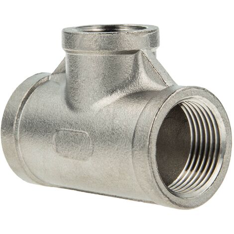 tecuro T-Stück 90° reduziert Edelstahl V4A (AISI 316), IG/IG/IG 1 1/2 x 1 1/4 x 1 1/2 Zoll