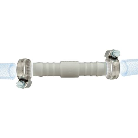 tecuro Schlauchverbinder Tülle Ø 12 mm, mit Edelstahlschlauchschellen - Nylon weiß