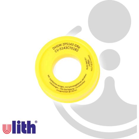 Ulith PTFE Gewindedichtband Teflonband GRp, 12 m für Heizung, Trinkwasser DVGW